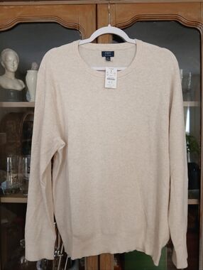 NWT 100% Cotton J. Crew  Crewneck Longsleeve Sweater beige - L
